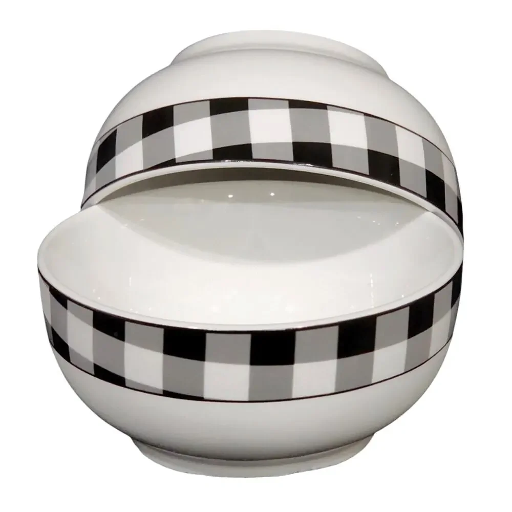 Godinger Black White Checkered Gingham Soup Cereal Bowl 5.5